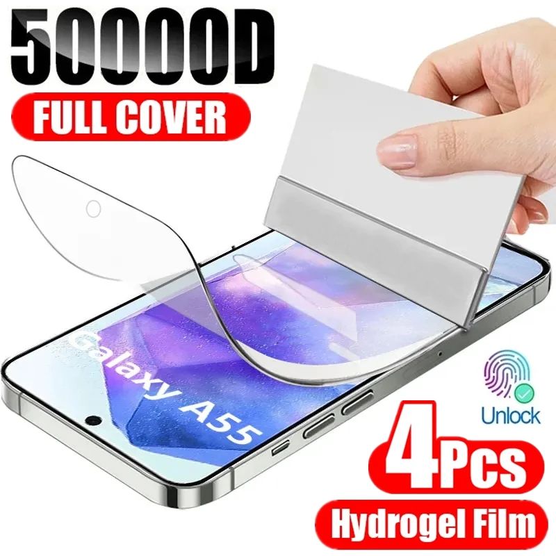 4Pcs Full Cover Hydrogel Film For Samsung A55 A54 A15 A34 A14 A13 A53 A52 A12 A33 A23 A32 A73 A03 A5