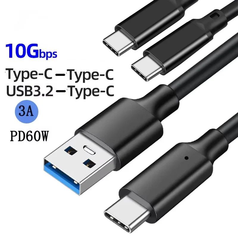 USB3.1 10Gbps Type C Cable USB A to USB C 3.1/3.2 Gen2 Data Transfer USB C SSD Hard Disk Cable PD 3A