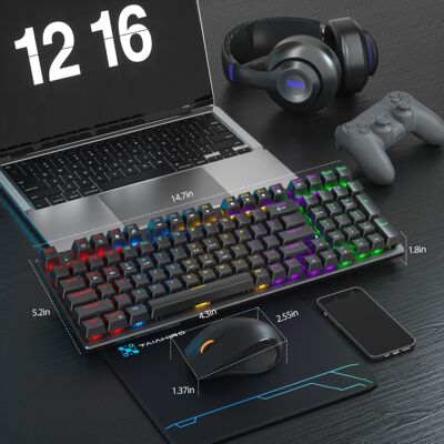 Wireless Bluetooth Mechanical Keyboard Mouse Set Green Tea A
