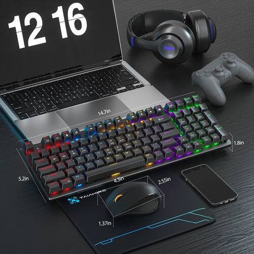 Wireless Bluetooth Mechanical Keyboard Mouse Set Green Tea A