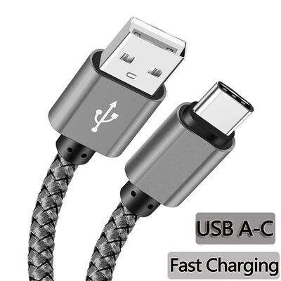 Nylon Data Cable Quick Charger USB A to Type C Charging Cabl