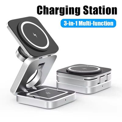 3In1 Foldable Quick Wireless Charger Stand For Magsafe iPhon