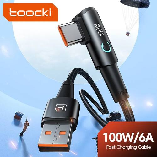 6A USB C Cable 90 Degree For OPPO 100W Quick Charging Cord For Honor Huawei Oneplus Realme Charger D