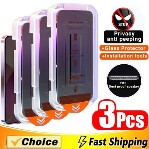 3Pcs 8K Dust free Installation Tempered Glass For iPhone 13 14 15 11 12 Pro Max Mini 15 14 Plus X XR