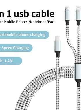 3In1 Quick Charging Type C USB Cable Type C Usb Micro For Iphone Samsung Huawei Multi Port Multiple
