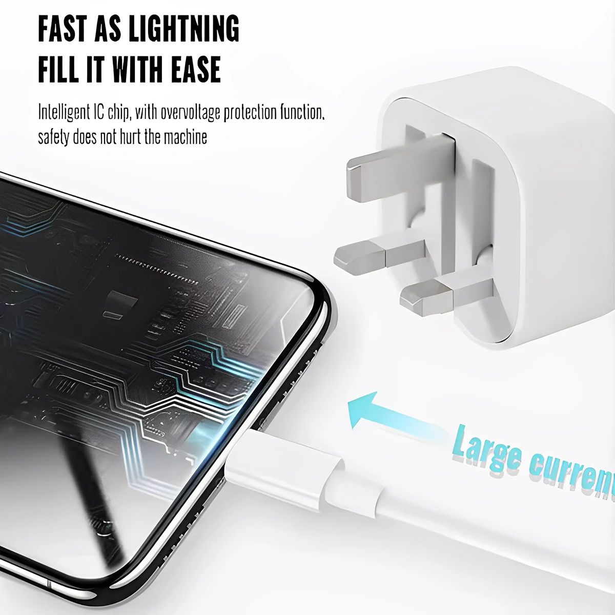 Quick Charger with PD Ports Charger for iPhone for galaxy 100-240V UK Plug PD Charger Adapter Sleek