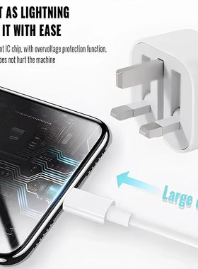 Quick Charger with PD Ports Charger for iPhone for galaxy 100-240V UK Plug PD Charger Adapter Sleek
