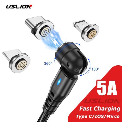 540 Rotate 5A Magnetic Cable Quick Charging Type C Mirco USB Phone Data Cord For iPhone 14 13 Pro Ma