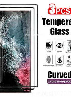 3Pcs Curved Tempered Glass For Samsung Galaxy S23 S21 S22 S24 Ultra S20 Plus Screen Protector For Sa