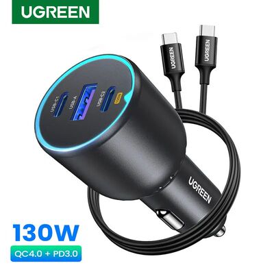 130W USB C Quick Car Charger with PD Cable for For iPhone 15 Samsung Galaxy S24 Laptops Quick USB C