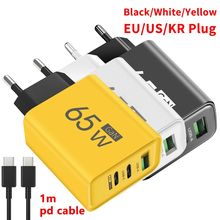 Total 65W GaN Charger USB Type C 5A PD Cable Set Quick Charging Mobile Phone Adapter QC3.0 for IPhon