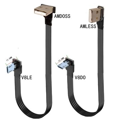 Super Flat Flexible Angled 90 Degree USB Micro USB Male to UltraShort USB Male Data Charging Connect
