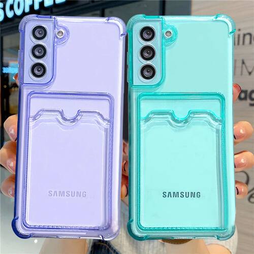 Shockproof Airbag Card Bag Wallet Clear Phone Case For Samsu