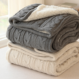 纯棉针织毛毯被子单人羊羔绒加厚冬季 办公室午睡宿舍沙发毛线盖毯