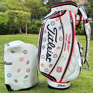 新款 花BV高档压花球包PU球袋 高尔夫球包标准球杆包防水耐磨男士