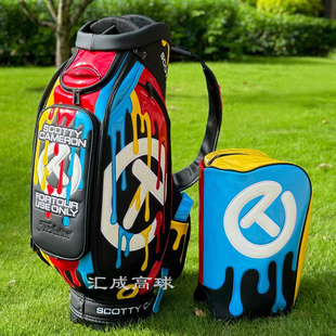 24新款高尔夫球包卡梅隆圈T男女款标准球杆包Pu防水桶包便携球袋