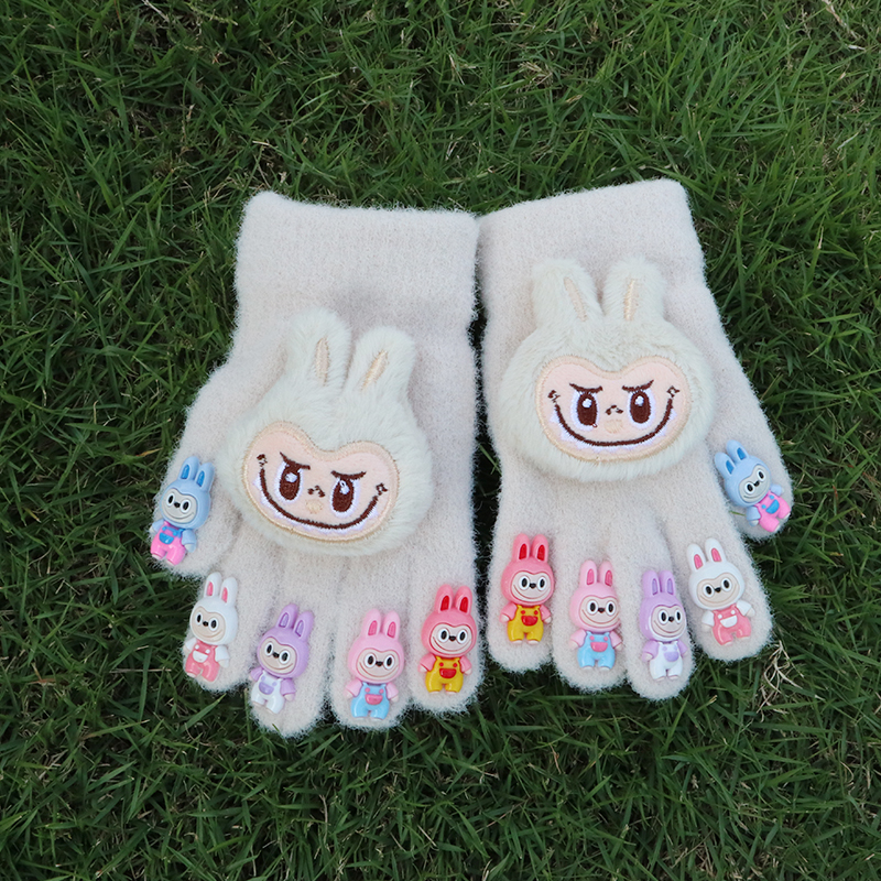 儿童分指手套可爱卡通保暖防寒男女孩小学生宝宝针织毛线五指时尚