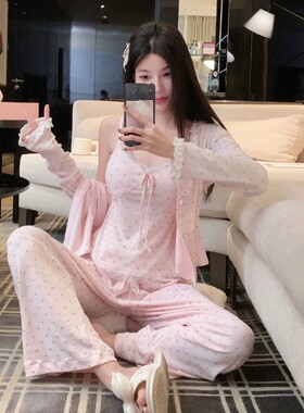 法式小清新莫代尔带胸垫睡衣套装