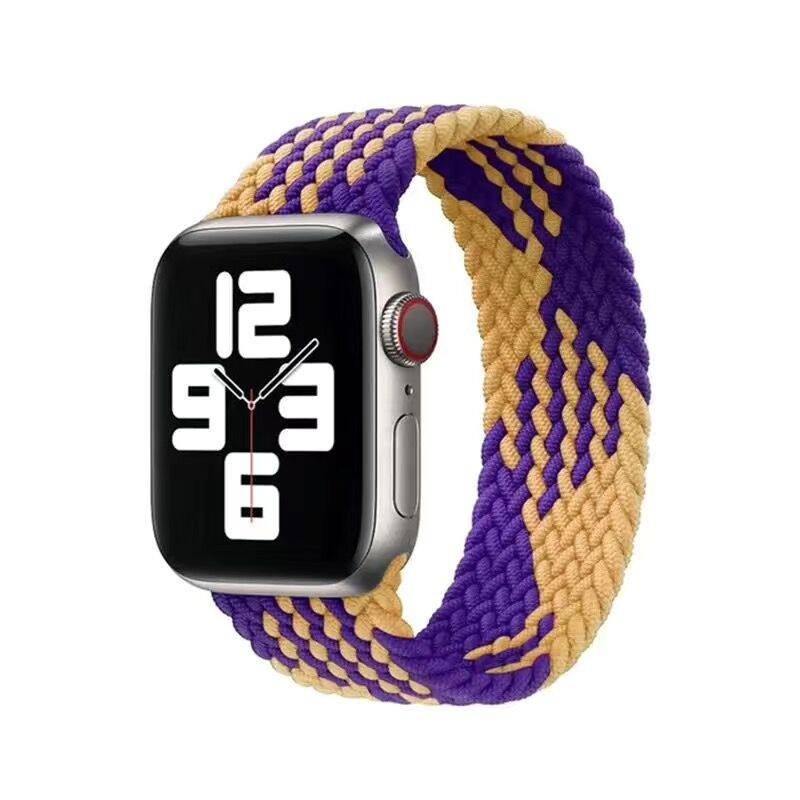 SUITABLE FOR HUAQIANGBEI APPLE IWATCH8 WATCH DT8+ RAINBOW BUCKLE BRAIDED NYLON 5|6|7 GENERATION SE UNIVERSAL