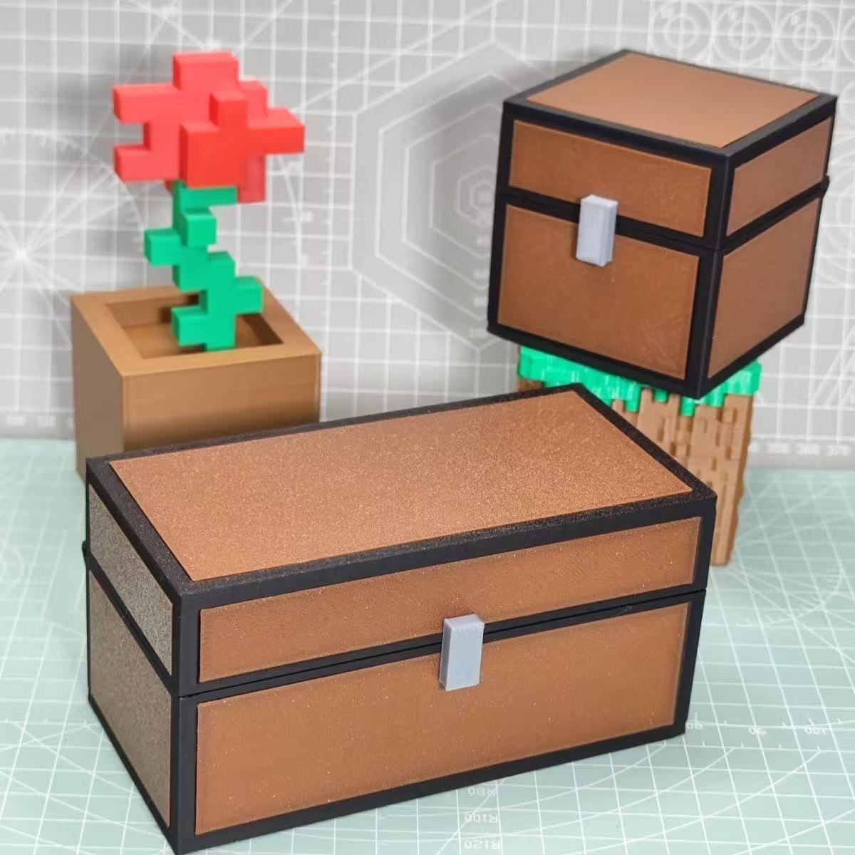 我的世界箱子恶搞桌面摆件桌面收纳盒我的世界宝箱箱子收纳盒玩具