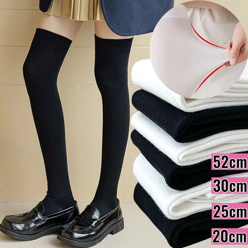 Japan Solid Color Black White Long Socks Stockings JK Style