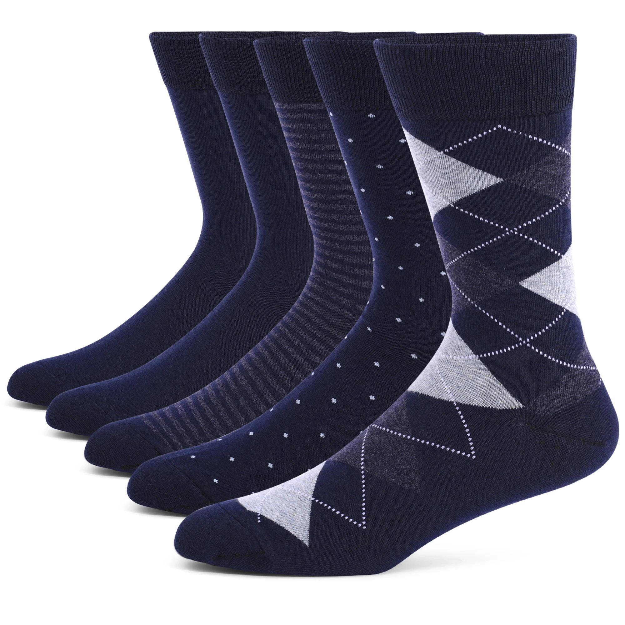 5 Pairs Mens Dress Socks Plus large Size，Combed Cotton Crew