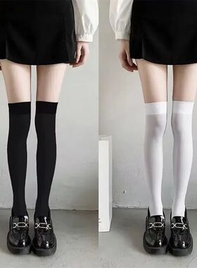 Stockings Summer Thin Thigh High Black White Socks Lolita Cu