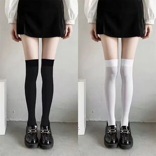 Stockings Summer Thin Thigh High Black White Socks Lolita Cu