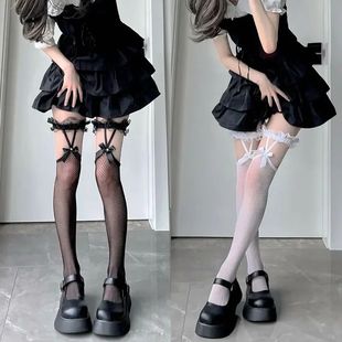 Alluring Net Over Knee Hosiery JK Lolita Teen Tall Socks Sto