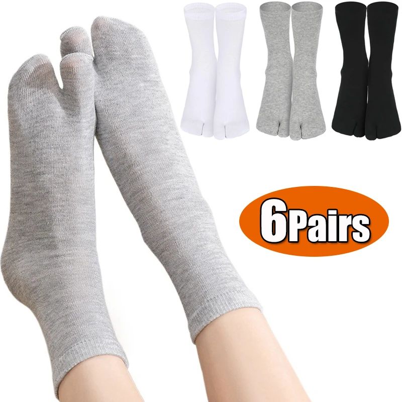 3/6 Pairs Tabi Toe Socks for Men Women Fashion Japanese Styl
