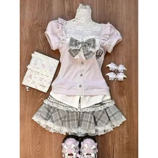 Japanese Set Lace Patc Skirt Kawaii Style Preppy Sweet Women
