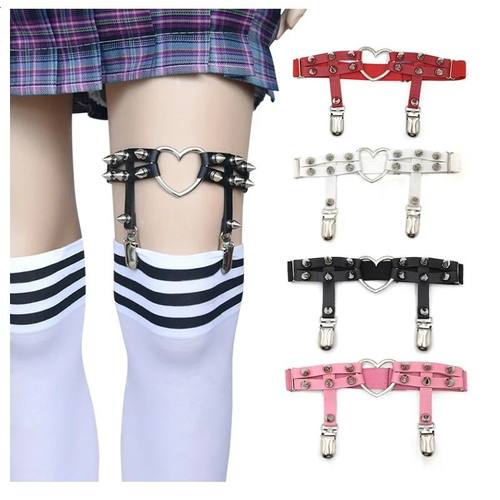 Punk Sexy Spike Garter Belt Rock Rivet Elastic Suspender Bel