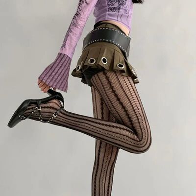 Sexy Lace Women Fishnet Stockings Lolita Hollow Out Solid Pa