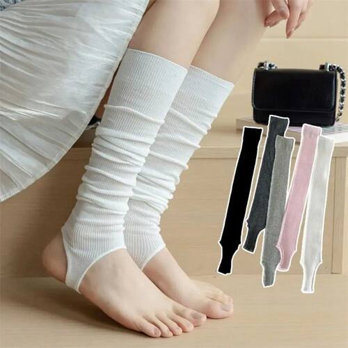 Knee Pads Thick Simple Long Knee High Socks Ballet Style Mid