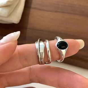 Rings Couples Stone Vintage Black Hop Hip Fashion Creative