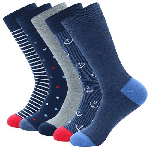 5Pairs Mens Fun Dress Socks Pattern Funny Socks Pack Colorfu