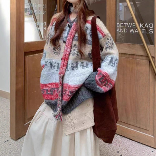 Fair Island Christmas Scarf Retro Sweater Lazy High Sense Kn