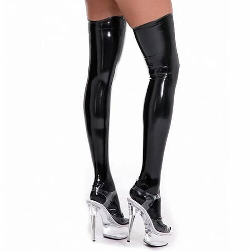 PVC Leather Wet Look Sexy Stockings Night Club Knee High Soc