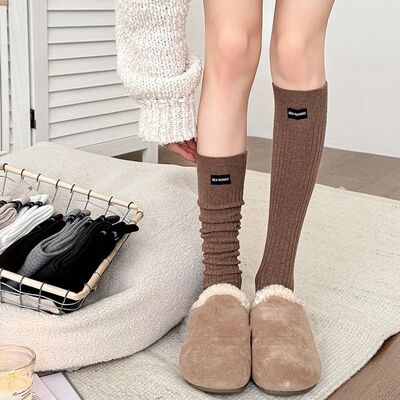 Trend Women Socks Long Solid Color Striped Preppy Style New