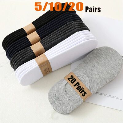 20/10/5 Pairs Men Boat Socks Invisible Unisex Casual Plain C