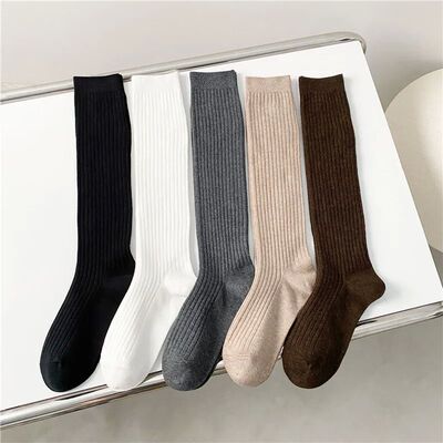 Women’s Solid Color Knee High Socks Long Fashion Casual Pre