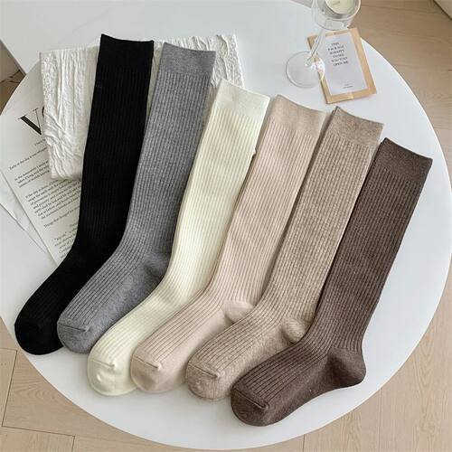 Retro Women Stockings Autumn Casual Solid Color Japanese Sty