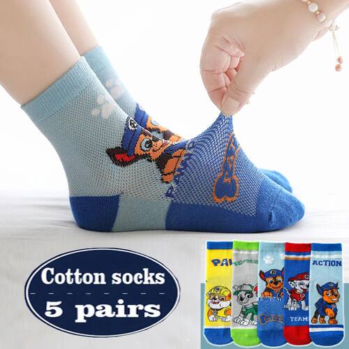 5 Pairs Paw Patrol Kids Socks Cotton Boys Cute Cartoon Socks