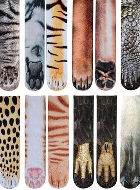 1pair 3D Printed Animal Paw Socks For Adult Kid Funny Cat Ti