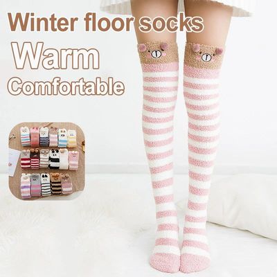 1 Pair Women Coral Fleece Winter Thick Warm Stockings Fashio