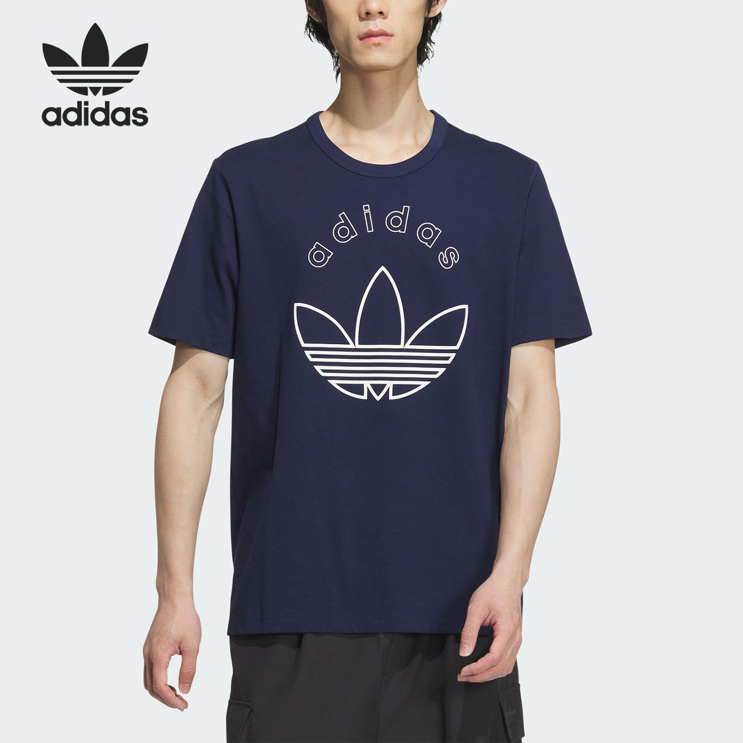 阿迪达斯三叶草男士半袖宽松透气休闲运动圆领短袖T恤 JD3257