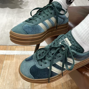 阿迪达斯三叶草男女子Gazelle厚底丝绒T头鞋低帮休闲板鞋 IG4391