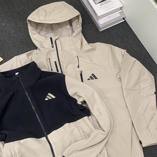 阿迪达斯男女可拆卸三合一户外加绒连帽保暖外套 JW1650 JM9142
