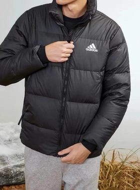 ADIDAS阿迪达斯外套男女立领保暖防风黑色面包男装羽绒服 KF8760