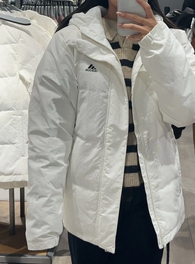 ADIDAS阿迪达斯白色外套男冬季新款连帽户外运动休闲羽绒服IZ4884